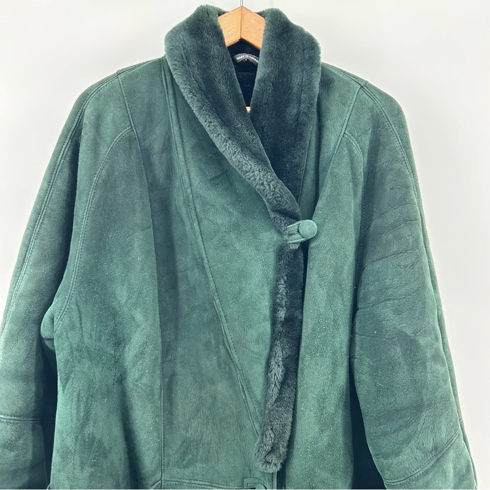 VTG Robert Arnold Forest Green Sheepskin Shearling Coat Women's Large Canada - Picture 3 of 11